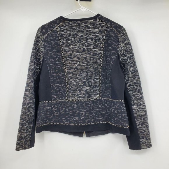 Chico's Multicolor Zip Up Pieced Jacquard Jacket Size 1 / Medium - Picture 2 of 8